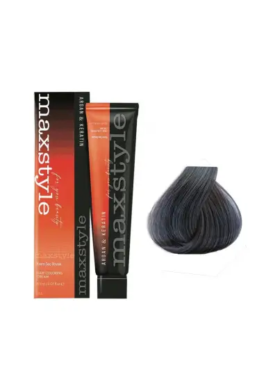 Maxstyle Argan Keratin Saç Boyası Koyu Gri  x 2 Adet + Sıvı oksidan 2 Adet