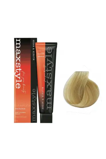 Maxstyle Argan Keratin Saç Boyası 10.0 Açık Sarı  x 3 Adet + Sıvı oksidan 3 Adet