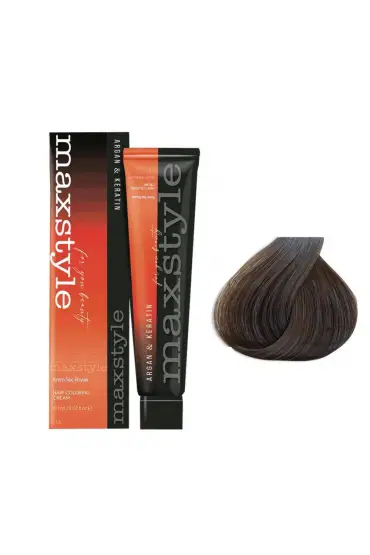 Maxstyle Argan Keratin Saç Boyası 6.0 Koyu Kumral  x 3 Adet + Sıvı oksidan 3 Adet