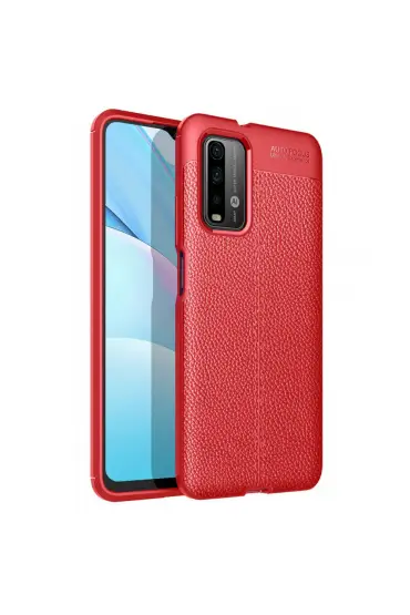  Xiaomi Redmi 9t Kılıf Focus Derili Silikon - Ürün Rengi : Kırmızı