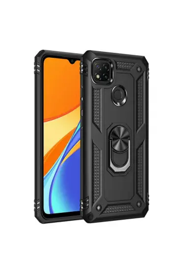  Xiaomi Redmi 9c Kılıf Sofya Yüzüklü Silikon Kapak - Ürün Rengi : Siyah