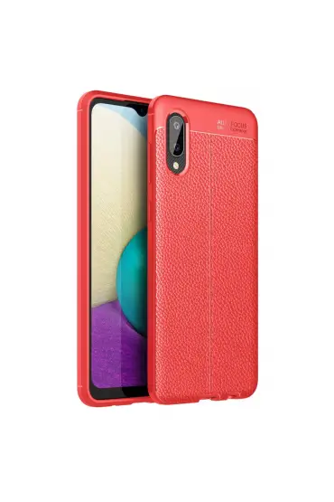  Samsung Galaxy A02 Kılıf Focus Derili Silikon - Ürün Rengi : Kırmızı