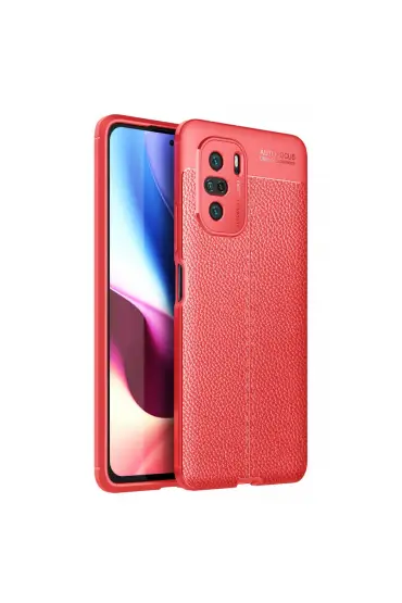  Xiaomi Poco F3 Kılıf Focus Derili Silikon - Ürün Rengi : Kırmızı