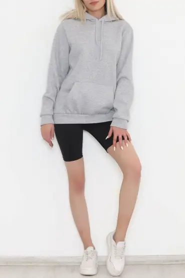 Kanguru Cep Oversize Sweat Gri - 3080.275.