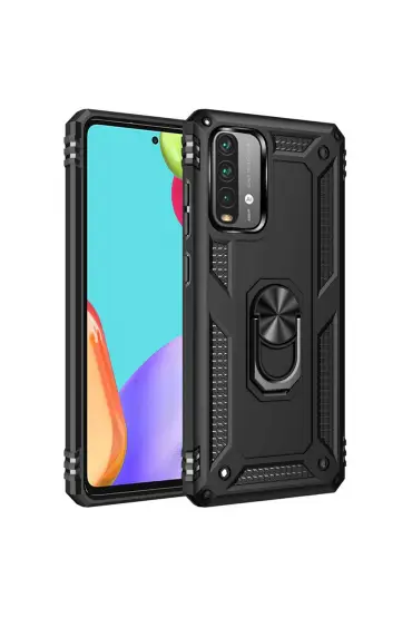  Xiaomi Redmi Note 9 4g Kılıf Sofya Yüzüklü Silikon Kapak - Ürün Rengi : Siyah