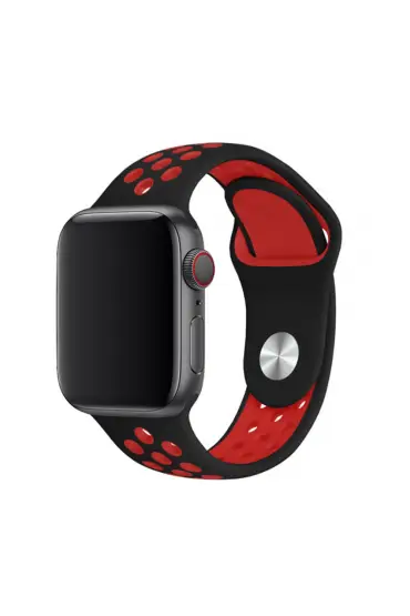  Apple Watch 38mm Spor Delikli Kordon - Ürün Rengi : Siyah-Mavi