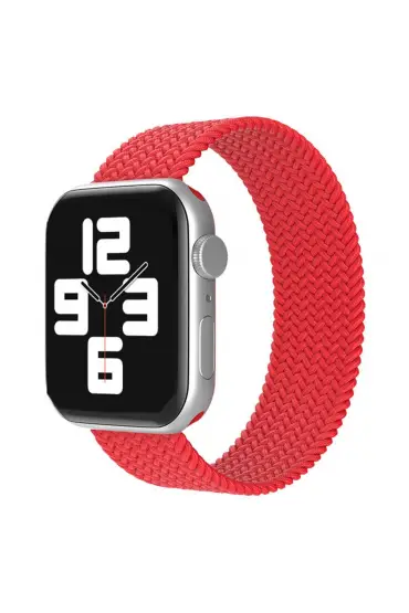  Apple Watch 38mm Ayarlı Solo Silikon Kordon - Ürün Rengi : Kırmızı