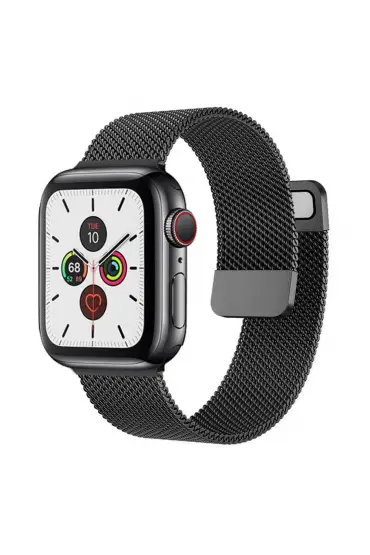  Apple Watch 42mm Metal Mıknatıslı Kordon - Ürün Rengi : Siyah-Kırmızı