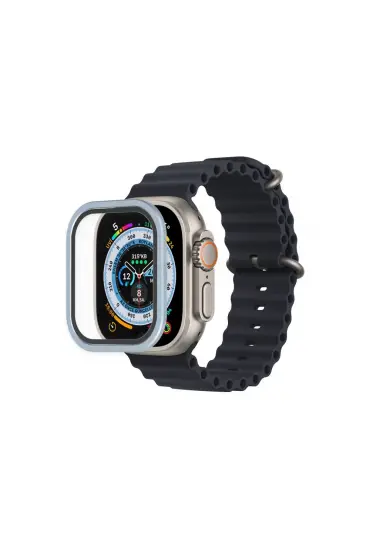  Apple Watch Ultra 49mm Alüminyum Kasa Cam Ekran Koruyucu - Ürün Rengi : Mavi