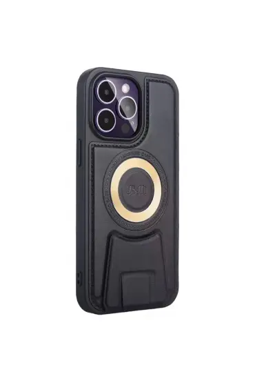  İphone 14 Pro Max Kılıf Merkür Magneticsafe Standlı Kapak - Ürün Rengi : Siyah