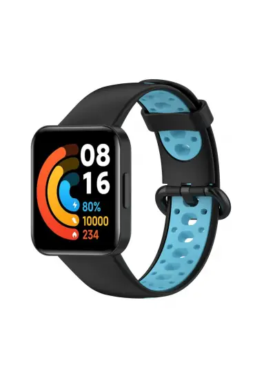  Xiaomi Redmi Watch 2 Spor Delikli Kordon - Ürün Rengi : Siyah-Mavi