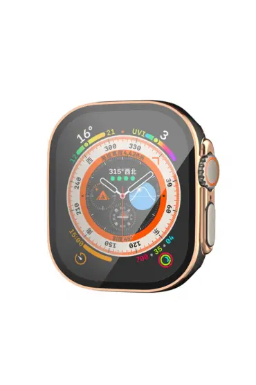  Apple Watch Ultra 49mm Legend Camlı Kasa Ekran Koruyucu - Ürün Rengi : Siyah-Gold