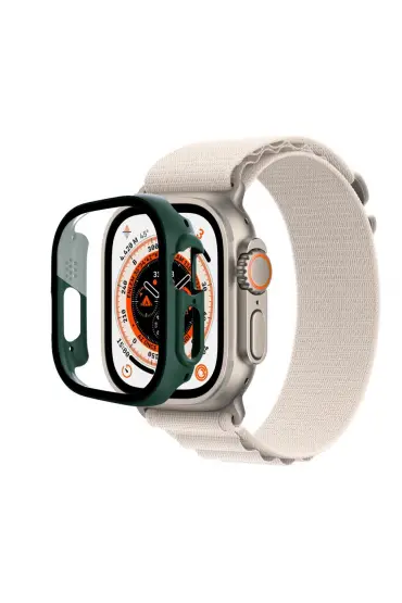  Apple Watch Ultra 49mm Desert Camlı Kasa Ekran Koruyucu - Ürün Rengi : Koyu Yeşil