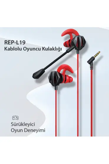  Rep-l19 Kablolu Oyuncu Kulaklığı - Ürün Rengi : Siyah