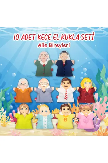  247 10 Parça  Aile Bireyleri El Kukla Set , Eğitici Oyuncak