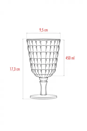 Akrilik Şeffaf 6'lı Kadeh & Su Meşrubat Kahve Yanı Bardağı 450 ml ( Cam Değildir )