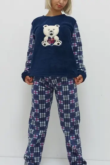  199 Panda Desenli Pijama Takımı Lacivert