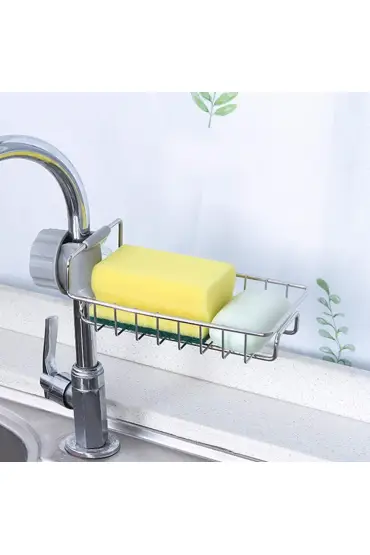 Tek Katlı  Metal Lavabo Rafı Organizer Musluğa Sabitlenir Askılı   