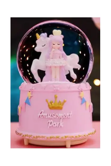  Unicorn Ve Sevimli Kız Kar Küresi Büyük Boy