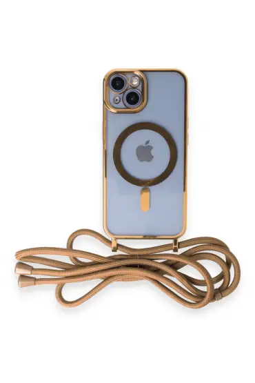  İphone 14 Kılıf Divo Lazer Askılı Magsafe Kapak - Ürün Rengi : Gold