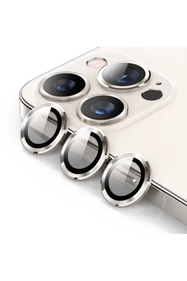  Urr İphone 14 Pro Titanium Alloy Kamera Lens Koruyucu - Ürün Rengi : Gümüş