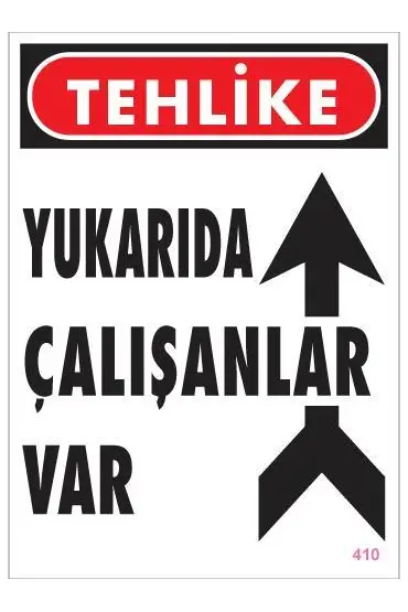  202 Yukarıda Çalışanlar Var Uyarı Levhası 25x35 KOD: 410