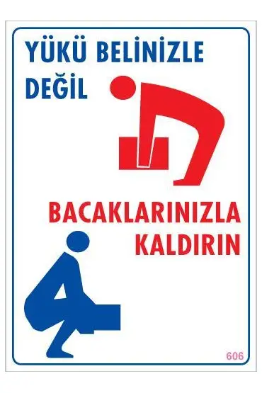  202 Yükü Belinizle Değil Bacaklarınızla KaldırınLevhası 25x35 KOD: 606