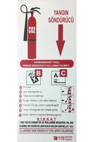  202 Yangın Söndürücü Uyarı Levhası 12,5x30 KOD: CO2