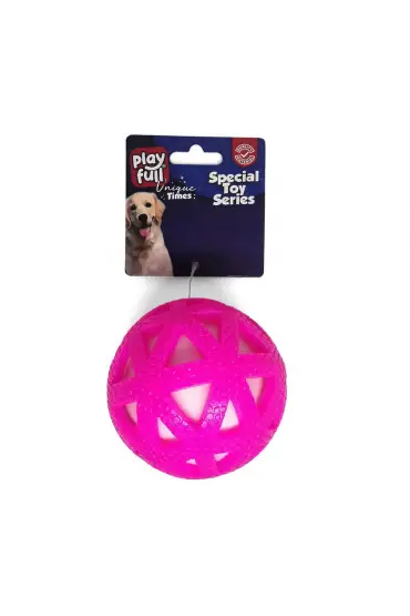  205 Işıklı Üçgen Desenli Plastik Top Köpek Oyuncağı 7,5 Cm Pembe