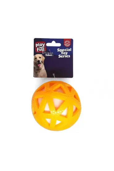  205 Işıklı Üçgen Desenli Plastik Top Köpek Oyuncağı 7,5 Cm Sarı