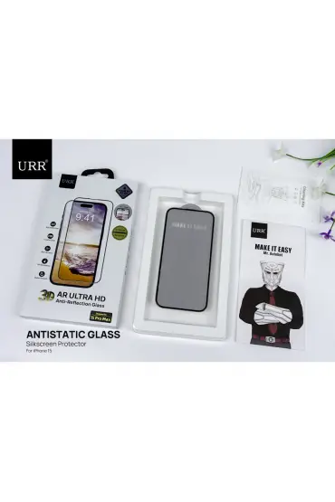  942 Urr İphone 15 Pro Max 3d Anti Reflection Ar Ultra Hd Cam Ekran Koruyucu - Ürün Rengi : Siyah