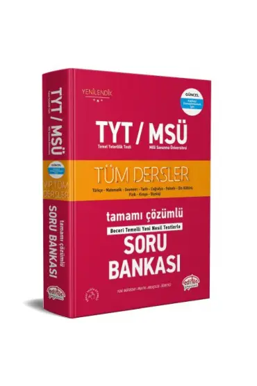 Editör TYT / MSÜ Tüm Dersler Çözümlü Soru Bankası