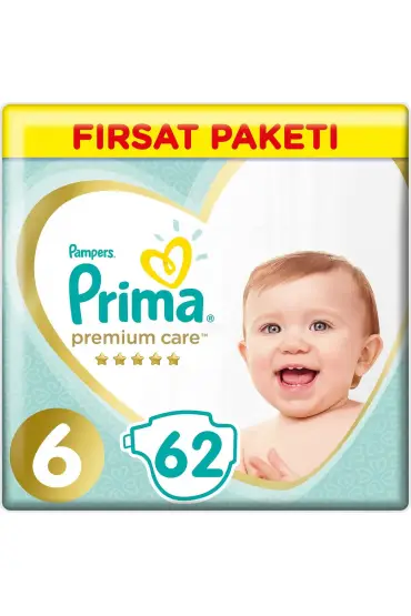  193  Premium Care Bebek Bezi Fırsat Paketi 6 Beden 62 Adet