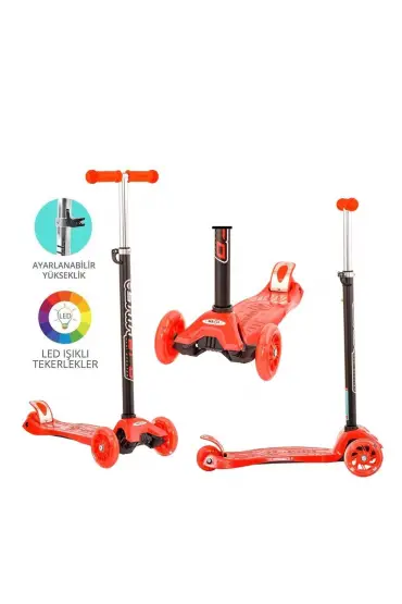  193 Torutoys Kırmızı Twist Işıklı Scooter Kırmızı