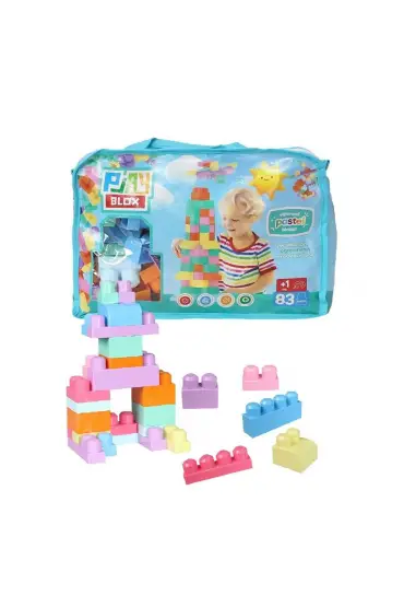  193 2946 Play Blox Pastel Blok Yapı Oyuncakları 83 Parça ,Saklama Çantalı ,1 Yaş  Üzeri