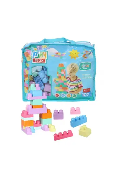  193 2977 Play Blox Pastel Blok Yapı Oyuncakları 107 Parça ,Saklama Çantalı ,1 Yaş  Üzeri