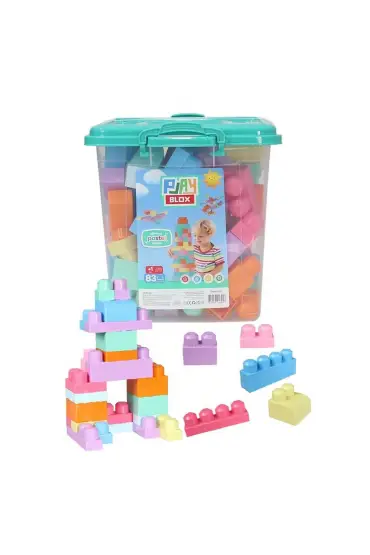  193 2922 Play Blox Pastel Blok Yapı Oyuncakları 83 Parça ,Kovalı ,1 Yaş  Üzeri