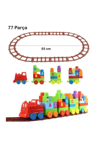  193 Play Blox Oyuncak Tren Seti 77 Parça Sayılar  Alfabe Treni Parlak Renkler Mega Blok Seti