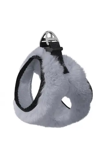  205 Üç Kilitli Peluş Kedi Köpek Göğüs Tasması 20-24 cm XXX-Small Gri