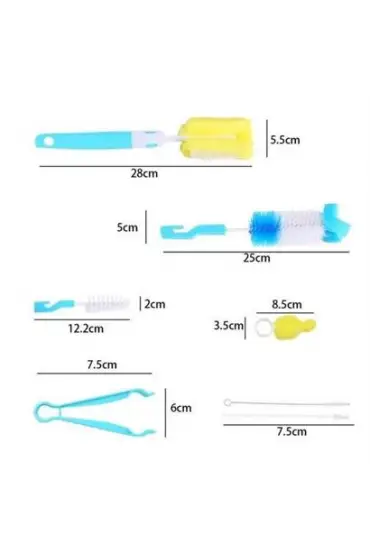  303  7 Parça Biberon Uzun Kavanoz Termos Suluk Sürahi Yağ Şişe İçi Temizleme Fırçası Aparatı Seti