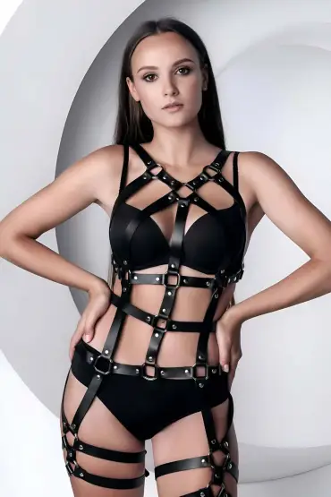  41 Fantazi Full Body Jartiyer Harness - Ürün Rengi:Siyah