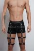 41 Perçin Detaylı Şık Erkek Bacak Harness, Erkek Fantazi Jartiyer Harness - Ürün Rengi:Siyah