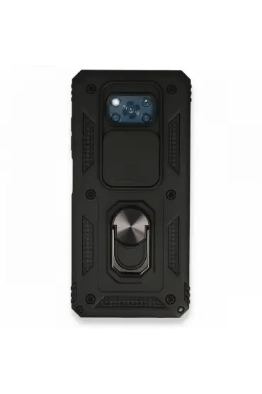  942 Xiaomi Pocophone X3 Pro Kılıf Pars Lens Yüzüklü Silikon - Ürün Rengi : Siyah