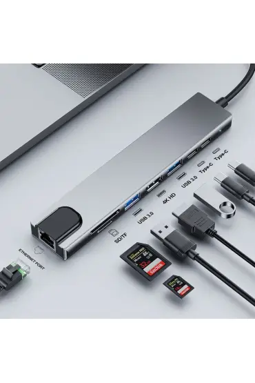 USB Hub 3.0 Usb Sürücüsü 8 in 1