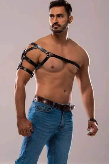  41 Tek Omuz Erkek Harness, Erkek Göğüs ve Omuz Harness - Ürün Rengi:Kırmızı