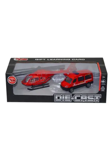  193 XFD1077 Kutulu Çek Bırak Die-Cast Minibüs  Helikopter -Vardem Oyuncak