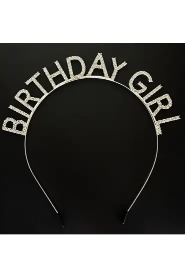  193 Gümüş Kristal Taşlı Birthday Girl Doğum Günü Tacı İthal Ürün A Kalite 17x16 cm