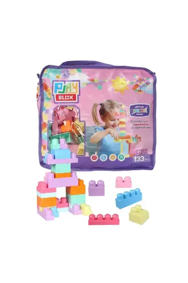  193 3004 Play Blox Pastel Blok Yapı Oyuncakları 133 Parça ,Saklama Çantalı ,1 Yaş ve Üzeri