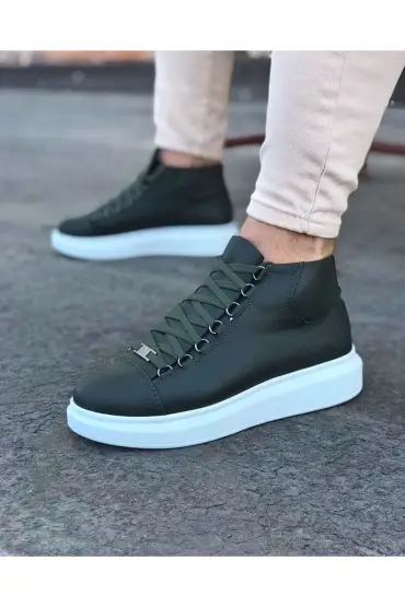  947 CZ032 Haki Bağcıklı Sneakers  Yarım Bilek Bot