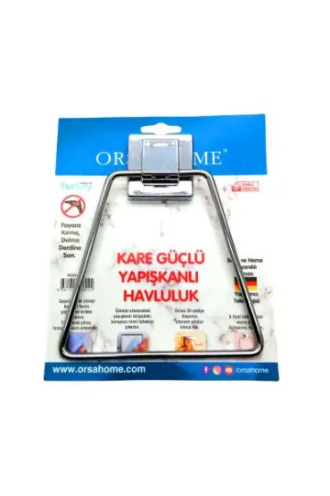  192 Yapışkanlı Kare Askılı Üçgen - Metal Havluluk Askı (4172)